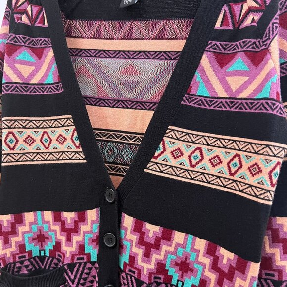 Nollie PacSun Aztec Tribal Print Button Up Cardigan Sweater Women's M Colorful - Picture 6 of 9